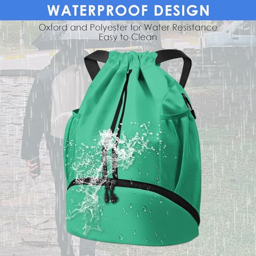 BROTOU Soccer Bags, Football Backpack, Volleyball Bag, Drawstring Backpack - color: Light Green