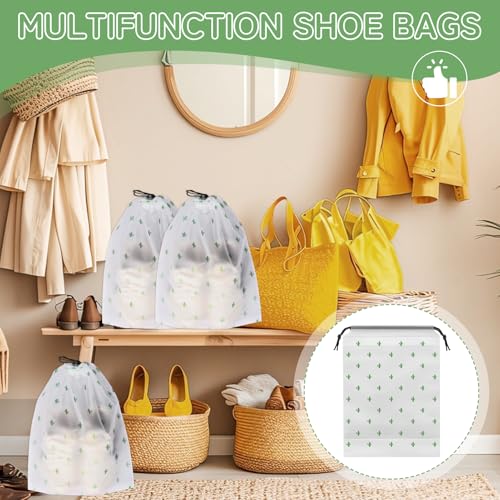 Shoe Bags for Travel, Waterproof Drawstring Shoe Bags for Packing - color: Cactus