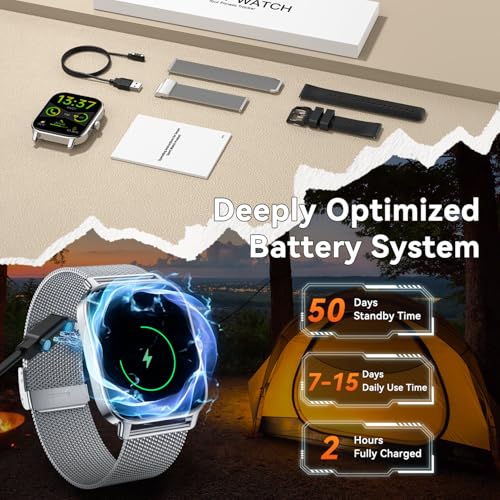 Smart Watch for Men Women Fitness Tracker: Make Answer Call Digital Mens Watches Waterproof Running Pedometer Smartwatch for Android Phone iPhone Samsung Compatible Sleep SpO2 Heart Rate Monitor Step - color: Silver