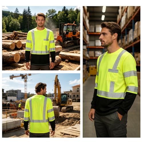 Safety Shirts Hi Vis Construction Shirts for Men and Women - color: Yellow-1, size: Medium