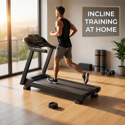 4 Pack Treadmill Incline Riser Blocks, Stackable Adjustable Height Pads, Non-Slip Support for Leveling & Uphill Workout Home Gym