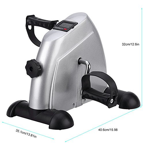 Mini Exercise Bike, himaly Under Desk Bike Pedal Exerciser Portable Foot Cycle Arm & Leg Peddler Machine with LCD Screen Displays - color: Sliver