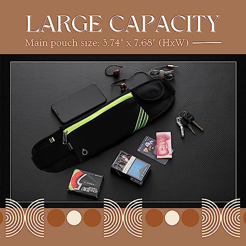 USHAKE Running Belt Fanny Pack for Women & Men, Phone Holder Waist Bag - color: Black-1