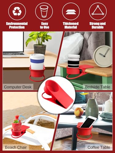 2PCS Clip on Cup Holder for Chair, Kalolary Desk Drink Holder Clamp, Red - color: 2PCS Red