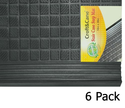 Stair Treads — 6 Pack 10x30 inch Summit Grip Rubber Stair Mats - color: Black Summit Grip, size: 6 Pack
