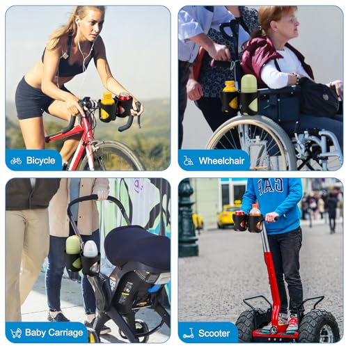 Accmor Stroller Cup Holder, Cup Holder for Walker Bike Wheelchair - color: Double Cup Holder-Black