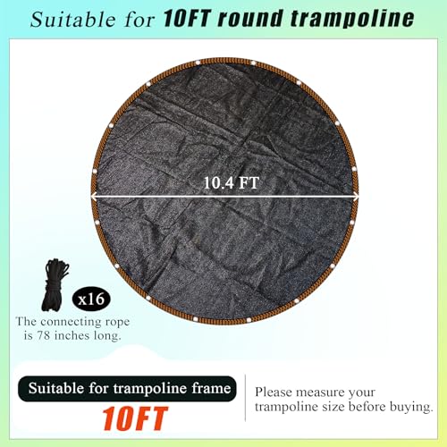 Trampoline Shade Cover 10FT Round High-Density Trampoline Cover - size: 10FT