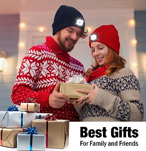 Unisex LED Beanie,USB Rechargeable Winter Flashlight,Christmas Beanie with a Light for Men Blue - color: Blue