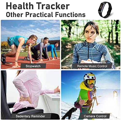 Fitness Tracker with Step Counter/Calories/Stopwatch, Activity Tracker, Health Tracker with Heart Rate Monitor, Sleep Tracker,1.10''AMOLED Touch Color Screen, Pedometer Watch for Women Men