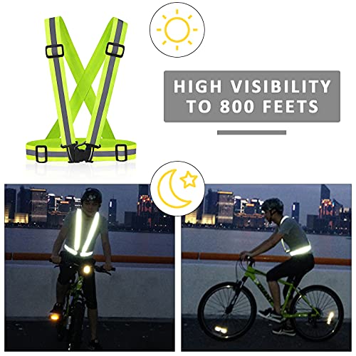 10 Pack Reflective Running Vests with Slap Bands, High Visibility Safety Reflective Reflector Vest Running Gear for Night Walking Cycling Hiking Jogging - color: D-3pcs Green Vests