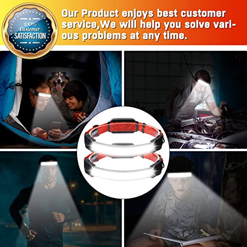 Rechargeable Headlamp,Super Bright 1500 Lumens 6 Modes Head Lamp Led Rechargeable with Tail Red Light,Wide Beam Led Headlamp Waterproof for Adults Outdoor Camping Hiking Hunting Accessories - color: Red