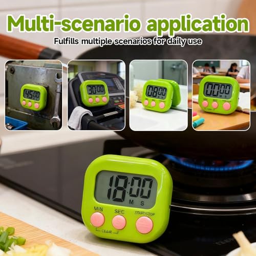 Timer Electronic Countdown Stopwatch Digital Kitchen with Large Screen Loud Alarm Easy Operation Visual Time Management Tool - color: Green