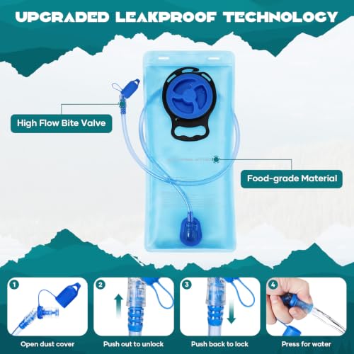 Maelstrom Lightweight Hydration Hiking Backpack with 2L/3L Water Bladder - color: 6.Cyan, size: 3L Bladder