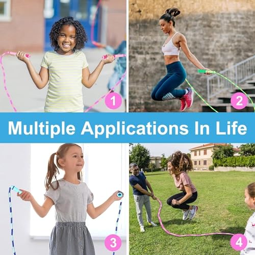 GRAWUN Jump Rope For Kids, Soft Beaded Jump Rope, Adjustable Length Tangle-Free Segmented Soft Beaded Skipping Rope,for Women, Men and Kids Keeping Fit, Workout and Weight Loss - color: 6 Pack