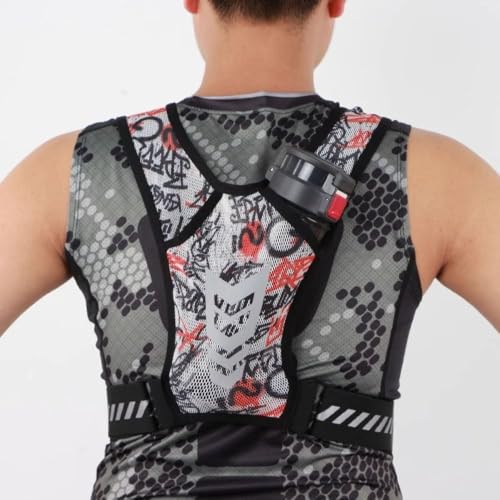 Reflective Running Vest with Phone Pocket and Cards Holder Bag for Men and Women Night Jogging Cycling Fitness - color: Black