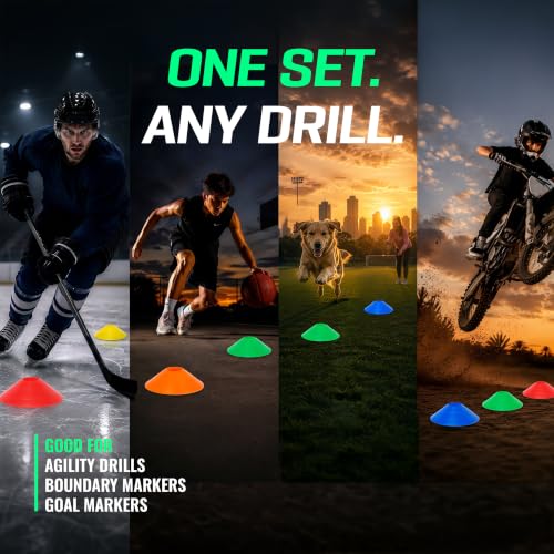 Agility Training Cones 25 Pack, Soccer Disc Cones with Holder, 5-Color Sports Cones for Speed - style: 25 Pack