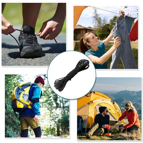 1/8" Bungee Shock Cords with Hooks,65 Feet Elastic Nylon Cords Kayak Stretch String Rope for Bikes,Tie Downs,Boating,Camping,Sunshades,Fitness and Outdoor Enthusiasts (1/8 inch x 32 Ft, Black) - size: 1/8 inch x 32 Ft, Black