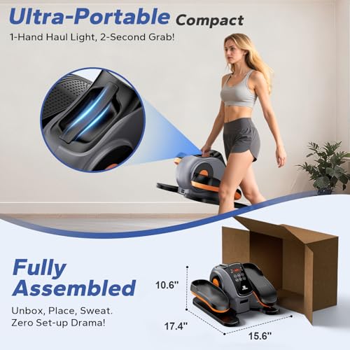 Under Desk Elliptical Machine, Ellipse Leg Exerciser As Seen On Tv While Sitting for Seniors, Pedal Exerciser with 15 Level Adjustable Resistance & 5 Auto Mode Fully Assembled Home Office - color: Black