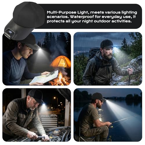 Hat with Light, 180° Adjustable Hands‑Free Hat Light