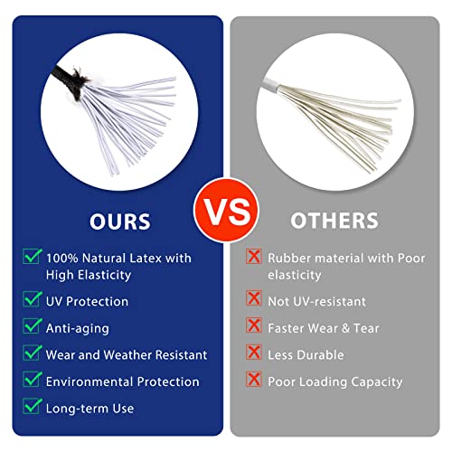 15 Inch Bungee Balls Ties,50 PCS Ball Bungee Cords Heavy Duty Elastic Cord Ball Bungee Canopy Tarp Tie Bungee with Balls for Camping, Shelter,Cargo,Tent Poles UV Resistant - size: 15 Inch