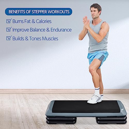Yaheetech 43in Aerobic Step Platform, 3-Level Adjustable Workout Bench