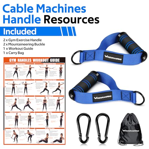 RENRANRING Gym Exercise Handles, Replacement Handle Attachments for Cable Machine Pulleys, Resistance Band and Strength Trainer, Pull Down Workout Accessories, Home Gym Add On Equipment - color: Blue