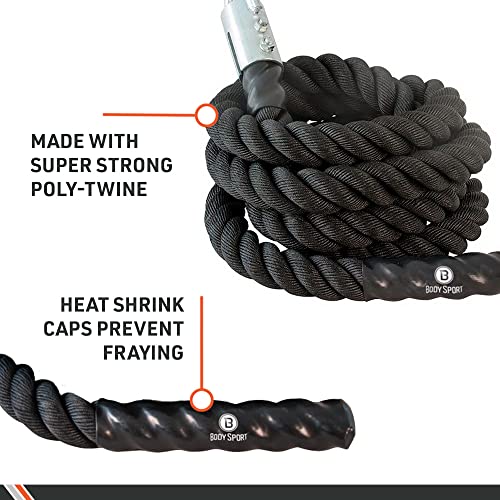 Body Sport Training Rope – Thick Battle Rope for Home or Gym Use, Long Durable Workout Rope – Made with Super-Strong Poly-Twine – Stands Up to Repeated Use Indoors & Outdoors - size: 1.5 in. Diameter x 30 ft. Length