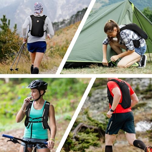 Hydration Backpack with 2L Water Bladder Bag, Lightweight and Breathable Running Vest for Men, Adjustable Chest Straps Water Pack for Cycling Hiking Climbing Outdoor - color: Black