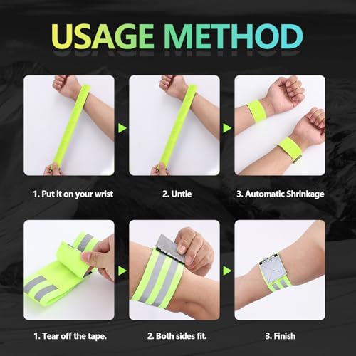 Reflective Bands Running Gear, 6 PCS Adjustable Reflective Armband