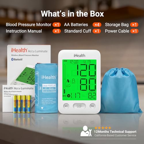 iHealth Accu Bluetooth Upper Arm Blood Pressure Monitor for Home Use - color: White