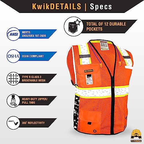 KwikSafety BIG KAHUNA Safety Vest Class 2 ANSI OSHA Hi Vis Reflective Vest - color: Orange (Limited Edition), size: 3X-Large