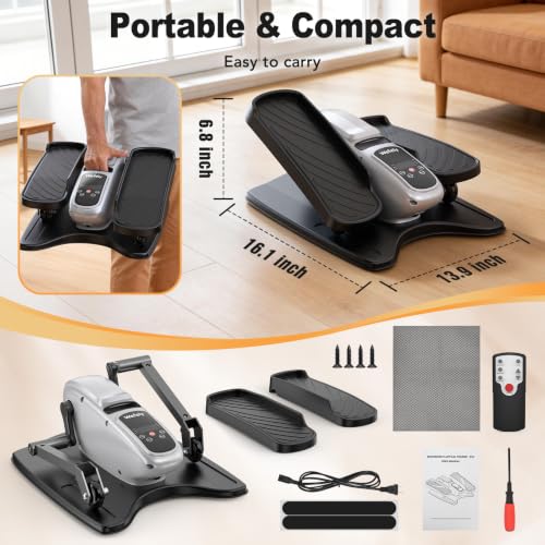 Under Desk Elliptical Leg Exerciser While Sitting for Seniors - color: Silver