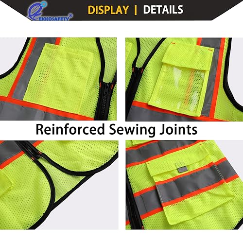 High Vis Safety Vest for Men with Pockets,EK176,Yellow,M - color: Yellowmesh-ek176, size: Medium