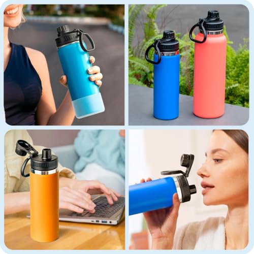 Spout Lid for Hydro Flask 12 16 18 20 32 40 64oz Wide Mouth Bottle - color: White 2 pack