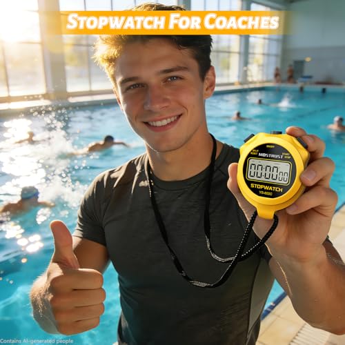 Stopwatch Sports Timer, Digital Stop-Watch - style: 1Lap Non-waterproof Yellow