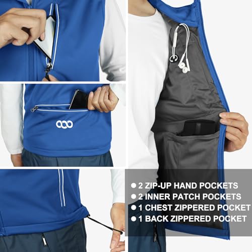 33,000ft Men's Windproof Lightweight Golf Vest Outerwear Sleeveless Jacket - color: Azure, size: Medium