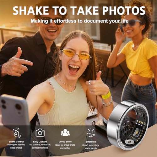 Smart Ring for Women Men Health Tracker - IP68 Waterproof Fitness Ring with Heart Rate/Blood Oxygen/Blood Pressure/Sleep Tracker/Step/Calories for iOS and Android,No Subscription Fee,Silver 8