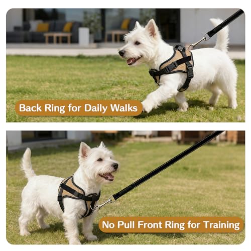 AIITLE No-Pull Dog Harness Reflective Mesh Vest Adjustable, Khaki M - color: Khaki, size: M