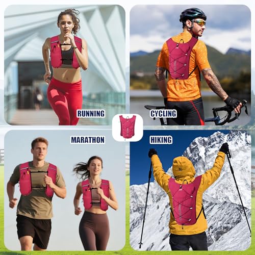 Running Vest for Women & Men, 6L Hydration Backpack with 2L Water Bladder, Lightweight Water Backpack for Trail Running, Marathon, Hiking, Cycling, Jogging, Adjustable Fit - color: Pink Vest with 2L Bladder