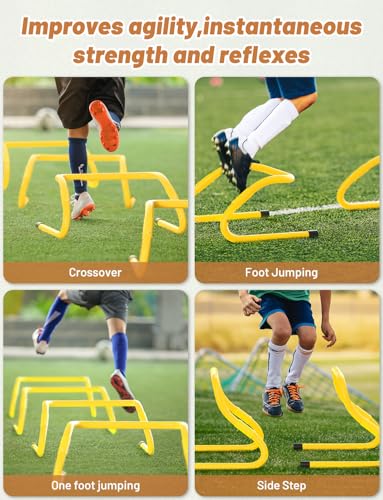 GHB Agility Hurdles Adjustable 8.3"&12.6" Speed Training Equipment Set - color: Yellow 5 Pack