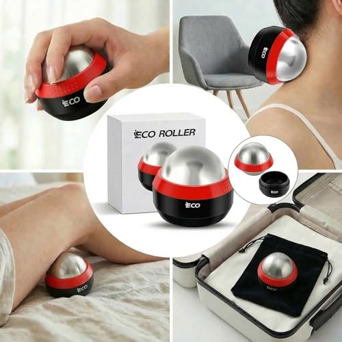 iECO Massage Ice Roller Ball Cold & Heat Therapy Plantar Fasciitis Roller - color: Black+red