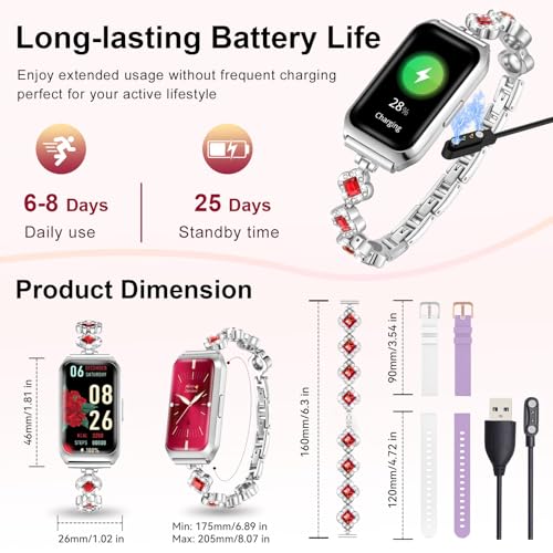 1.47" Smart Sports Watch, 10-Day Battery, IP68 Waterproof - color: Silver-Red