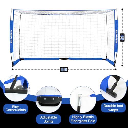 BaseGoal Soccer Goal for Backyard,with Bow Frame and Agility Ladder - size: 6x4 ft