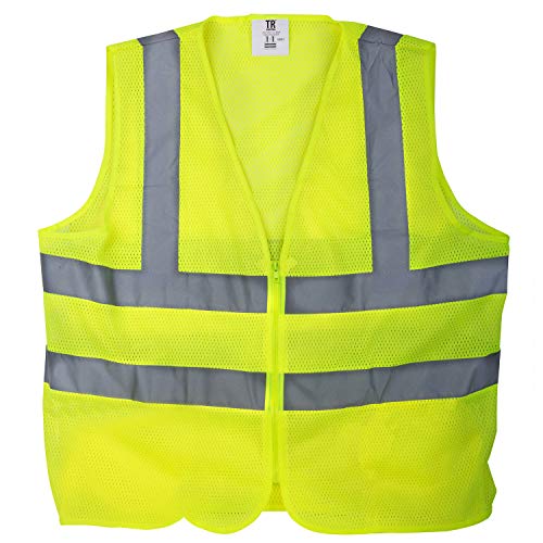 TR Industrial Yellow Mesh High Visibility Reflected Class 2 Safety Vest, No Pockets - size: 3X-Large