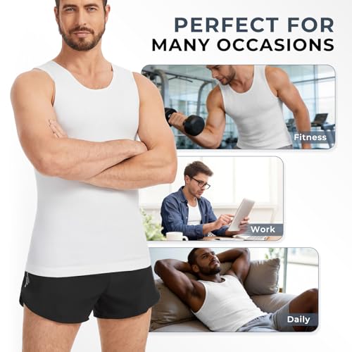 Sleeveless Compression Shirt Men Slimming Body Shaper Vest Mens Compression Tank Top Undershirt Shapewear Tummy Control - color: White, size: Medium