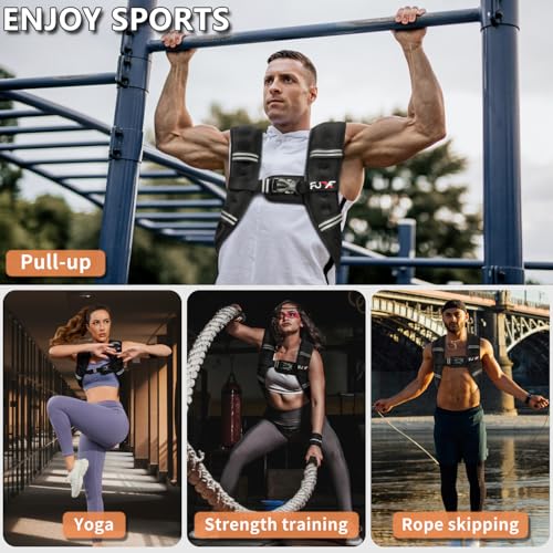 FUFF Weighted Vest Woman, 20 LB Womens Weight Vest for Walking, Strength Training Weight Vests for Female Men, Reflective Stripe Fitness Body Vest for Workout Running Jogging (Black)