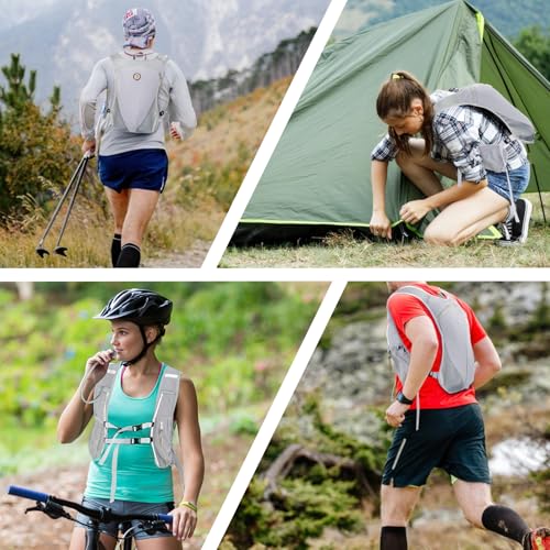 Hydration Backpack with 2L Water Bladder Bag, Lightweight and Breathable Running Vest for Men, Adjustable Chest Straps Water Pack for Cycling Hiking Climbing Outdoor - color: Grey