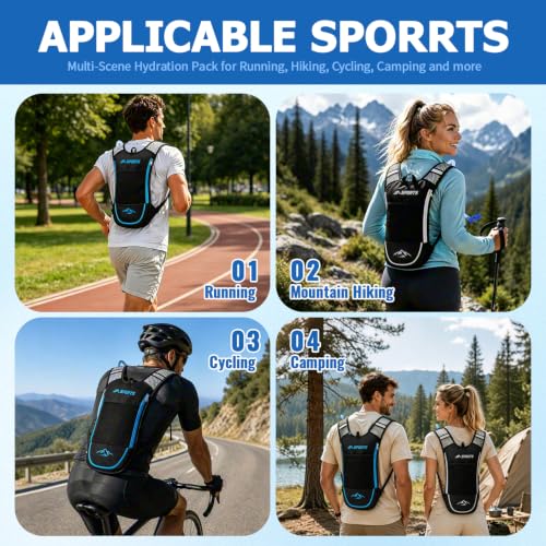 2-Pack Hydration Backpack with 2L Bladder for Hiking Running Cycling