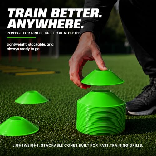 American Challenge Mini Disc Cones, Soccer Cones for Sports, Set of 25 - color: Neon Green (25 mini cones)