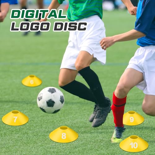 10 Pcs Numbered Sports Disc Cone with Mesh Carry Bag - color: Yellow